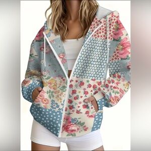 Floral Patchwork Hoodie M